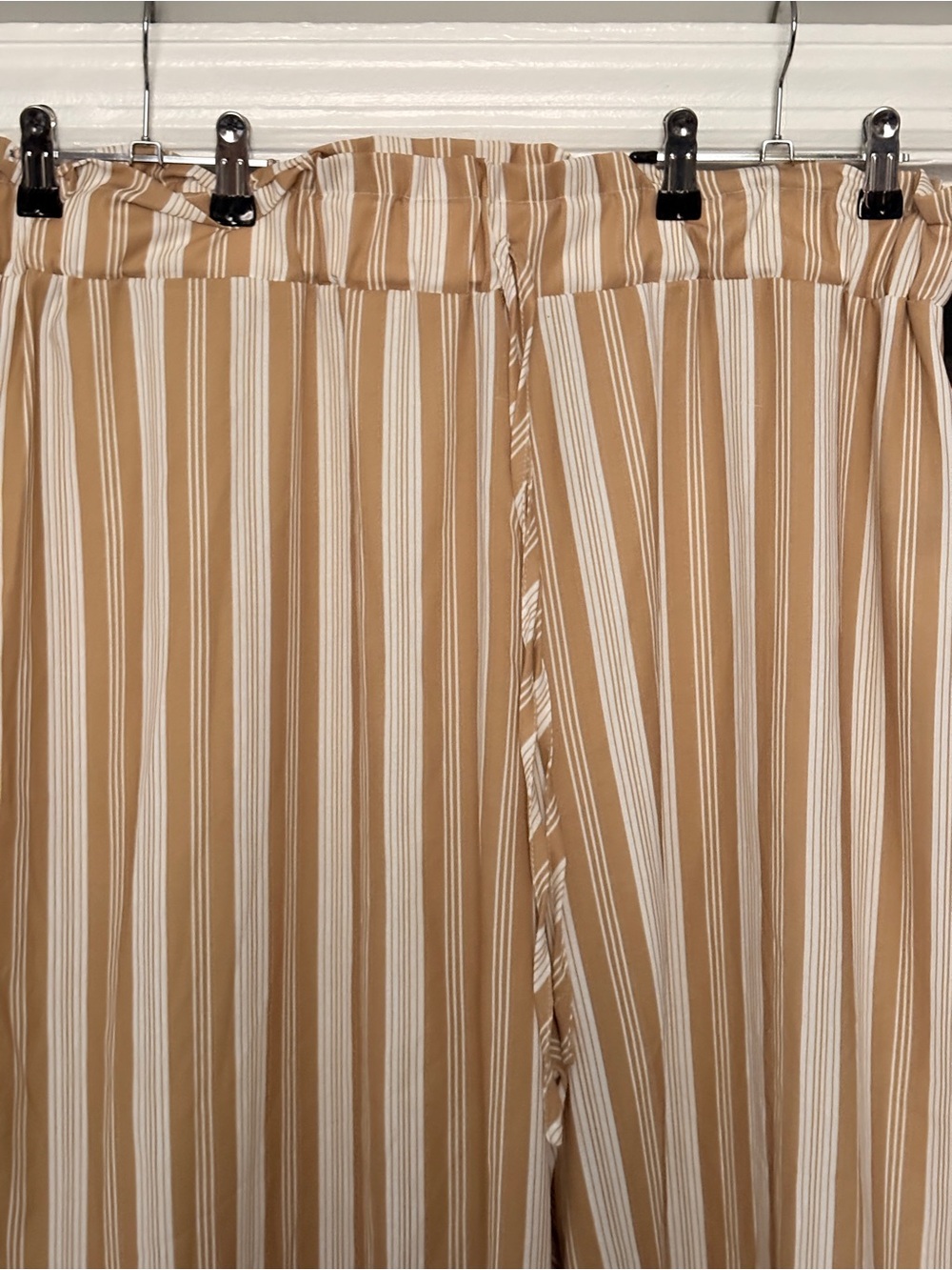 SHEIN Beige and White Striped Wide Leg Pants